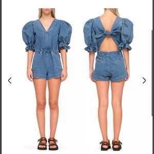 SEA New York Dagmar Denim Puff Romper